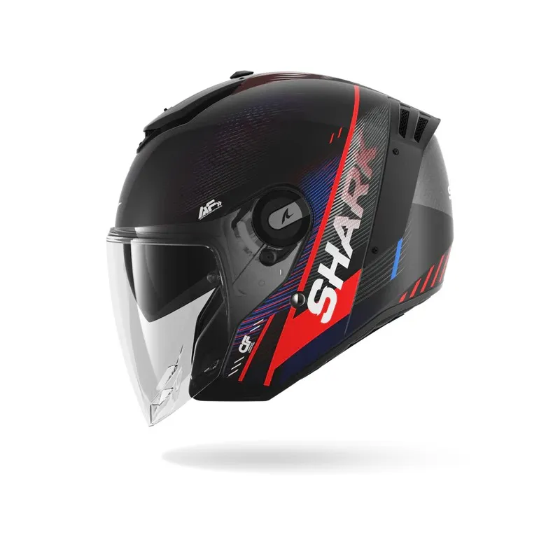 SHARK jet motorcycle helmet RS JET SPEED-TECH matte carbon / blue / red