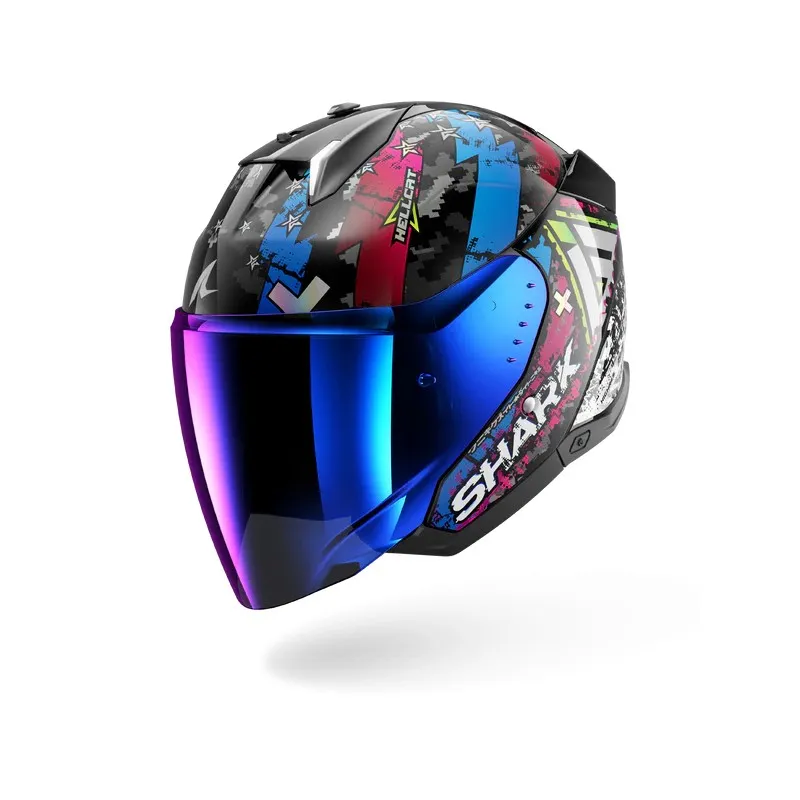 SHARK casque moto jet SKWAL i3 HELLCAT noir / chrome / bleu