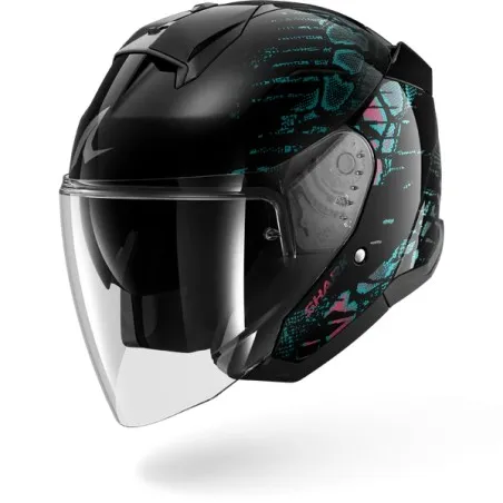 SHARK casque moto jet SKWAL JET REPTAIA noir / voilet pailleté
