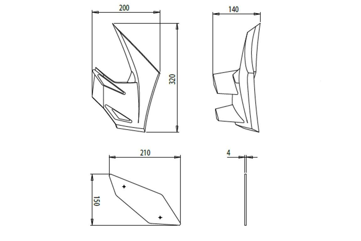 のん PUIG Downforce side spoilers Kawasaki Z650 / 2020 2024 - 20328